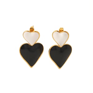 1 pair of elegant and fashionable  gold-plated stainless steel colorful oil drop love pendant earrings for women's jewelry for daily wear h5